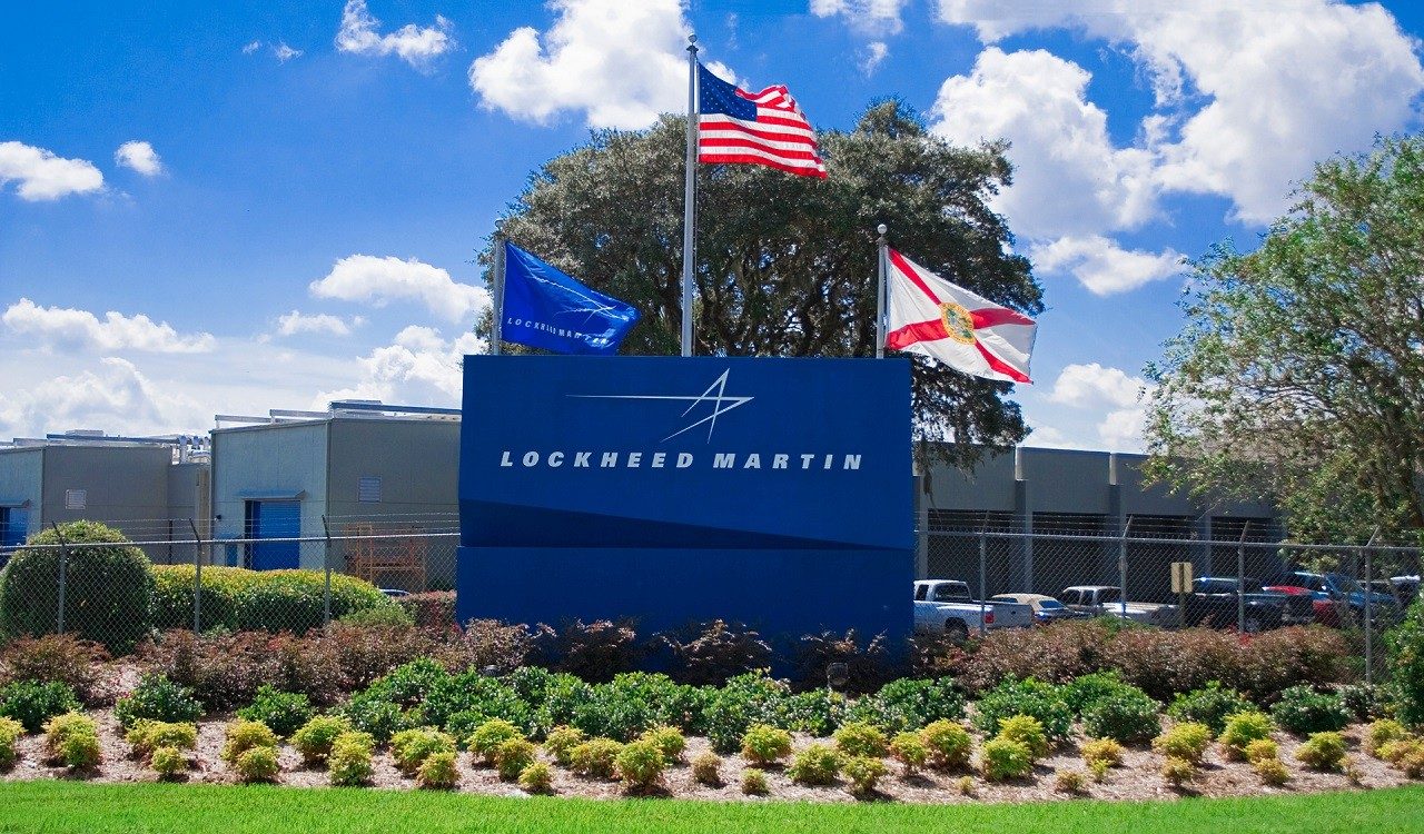 Lockheed Martin sign  and flags at MFC Ocala facility 