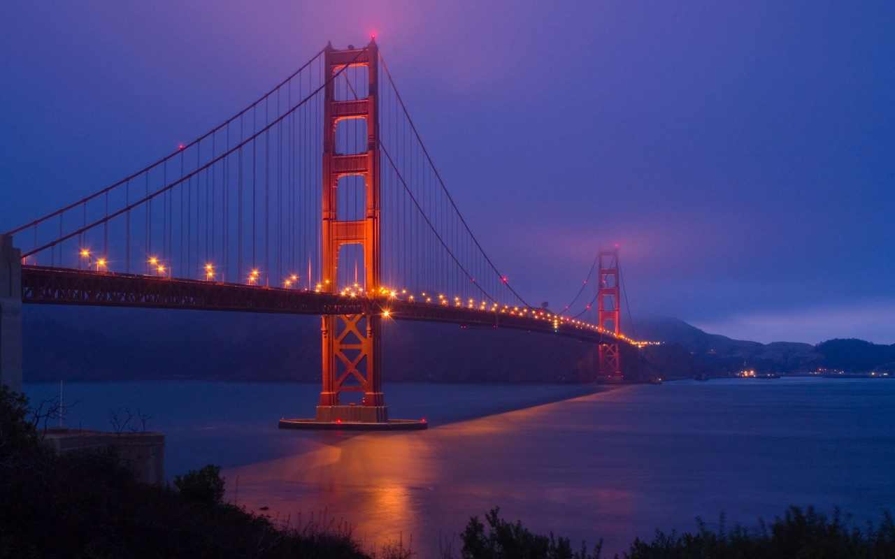 golden gate bridge at night sunnyvale california